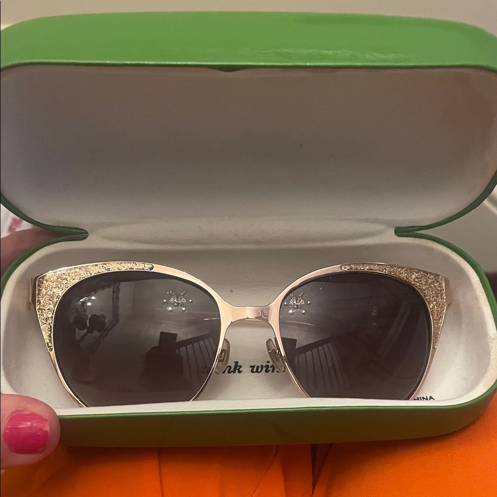 Kate Spade Gold Frame Sunglasses with Black Lenses
